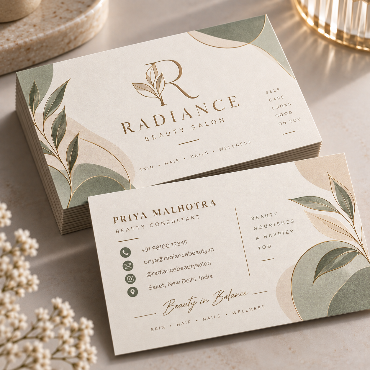 Smooth White Business Cards view 2